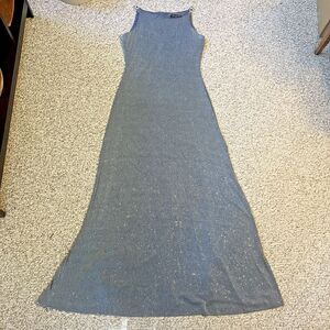 Vintage Huey Waltzer for Saks 5th Ave Silver Glitter Maxi Slip Dress Sz 6 Fairy